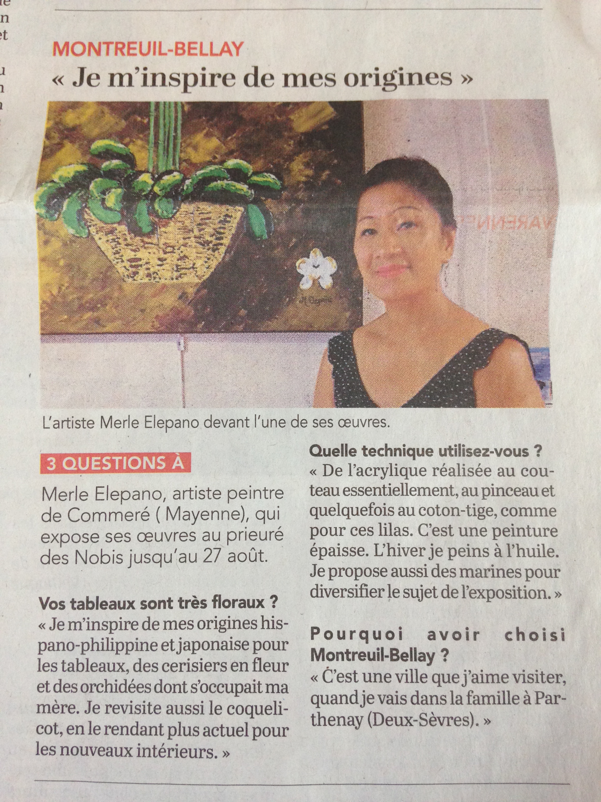 Exposition à Montreuil-Bellay du 21 au 27 août 2018