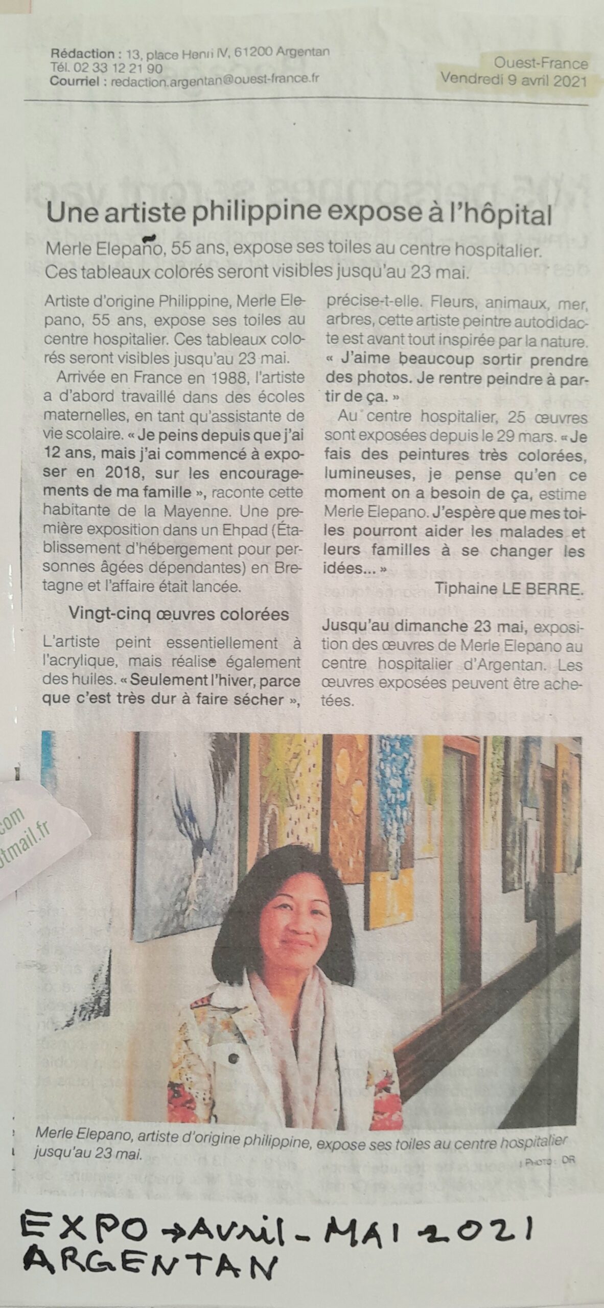 Exposition à Argentan (61)Du 9 avril au 23 Mai 2021